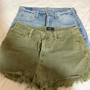 American Eagle Outfitters Green and Blue Jean Shorts